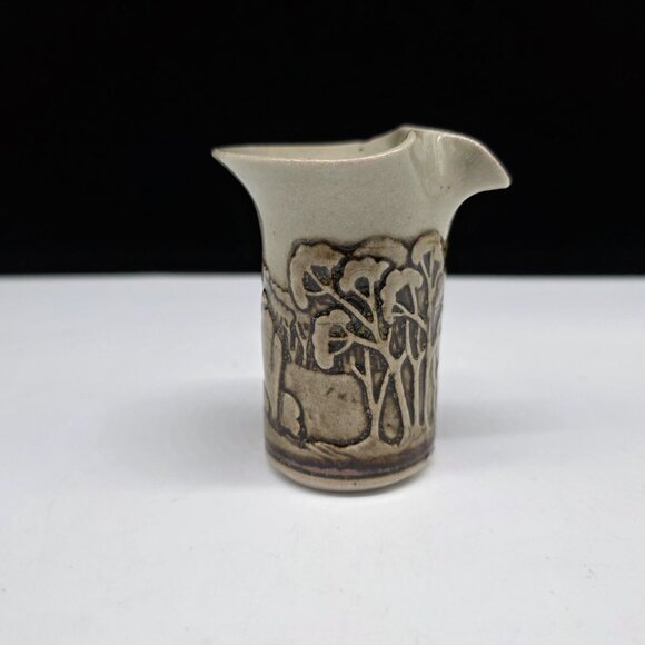 Vintage Australian Graham Pottery Mini Creamer Pitcher With Scenic Forest Design - Picture 5 of 8